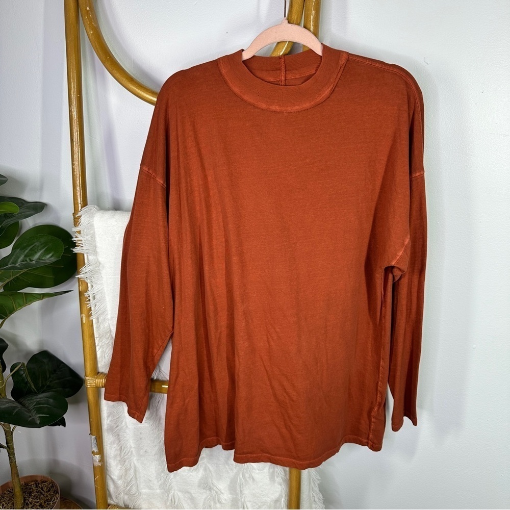 Free People We The Free Rust 3/4 Sleeve T Shirt Top sz M